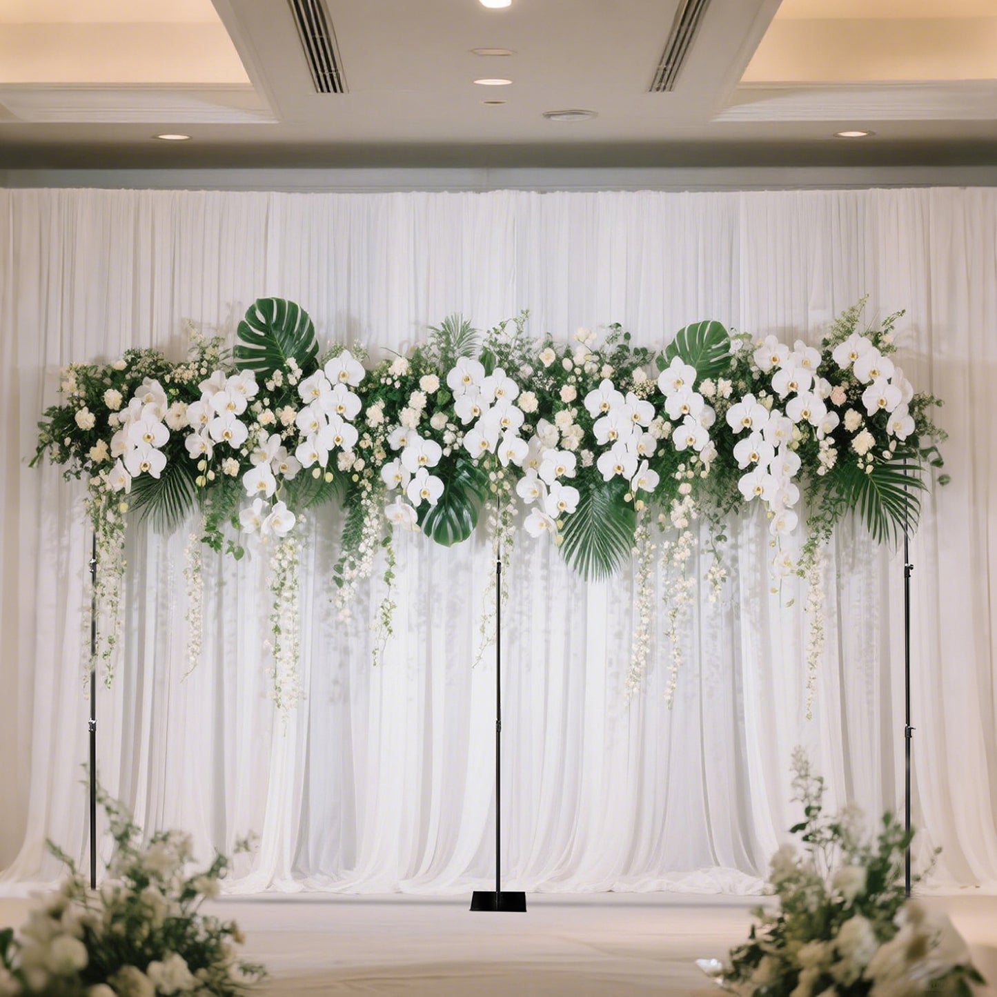 Black Heavy Duty Metal Backdrop Stand – 10ft x 20ft Pipe & Drape Adjustable Photography Background Stand with 3 Flat Steel Bases