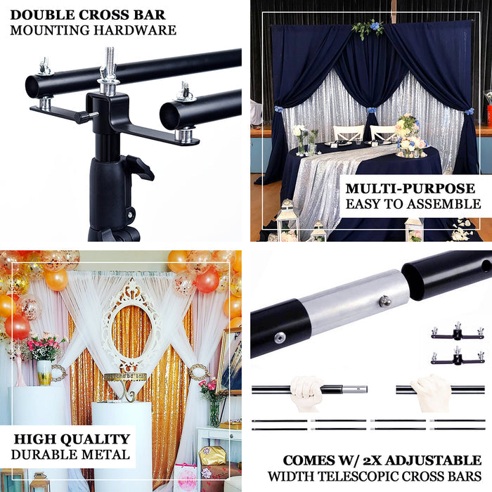 10ft DIY Adjustable Triple Crossbar Kit and Mounting Brackets For Backdrop Stands