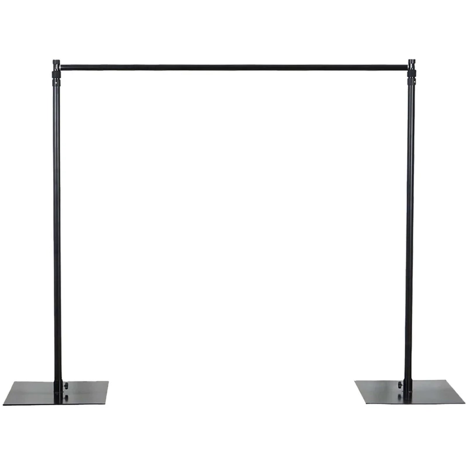 Black 10ft heavy duty adjustable backdrop stand kit with steel base.
