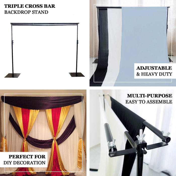 10ft DIY Triple Cross Bars and Mounting Brackets For Backdrop Stands