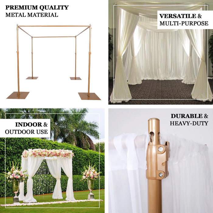 10ft | 4 Post Gold Metal DIY Photography Backdrop Stand, Wedding Arch Canopy Tent