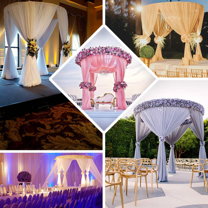 10ft Adjustable 4-Post Circular Black Metal Wedding Event Arch Stand, Round Backdrop Canopy Frame Chuppah