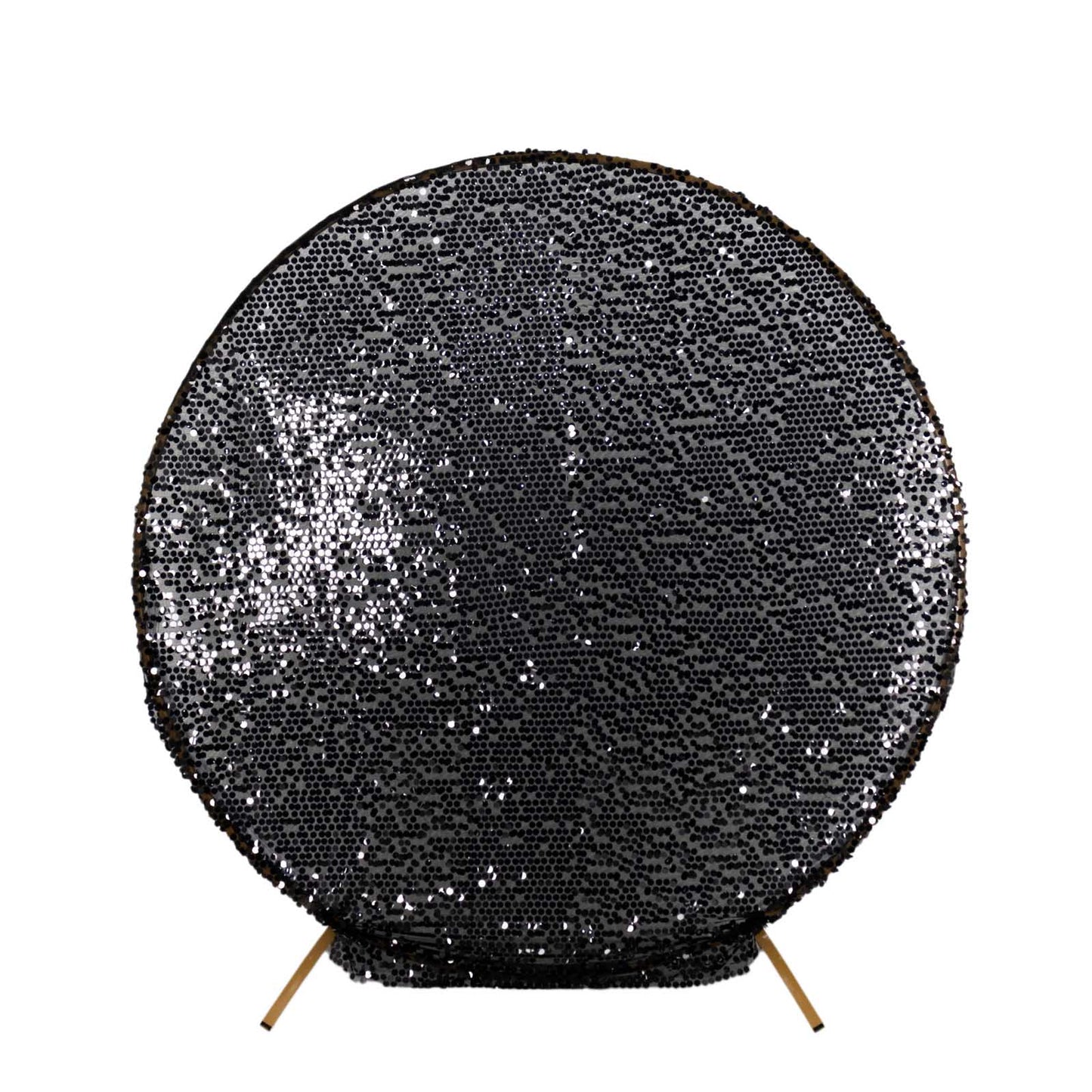 7.5ft Sparkly Black Big Payette Sequin Wedding Arch Cover for Round Backdrop Stand