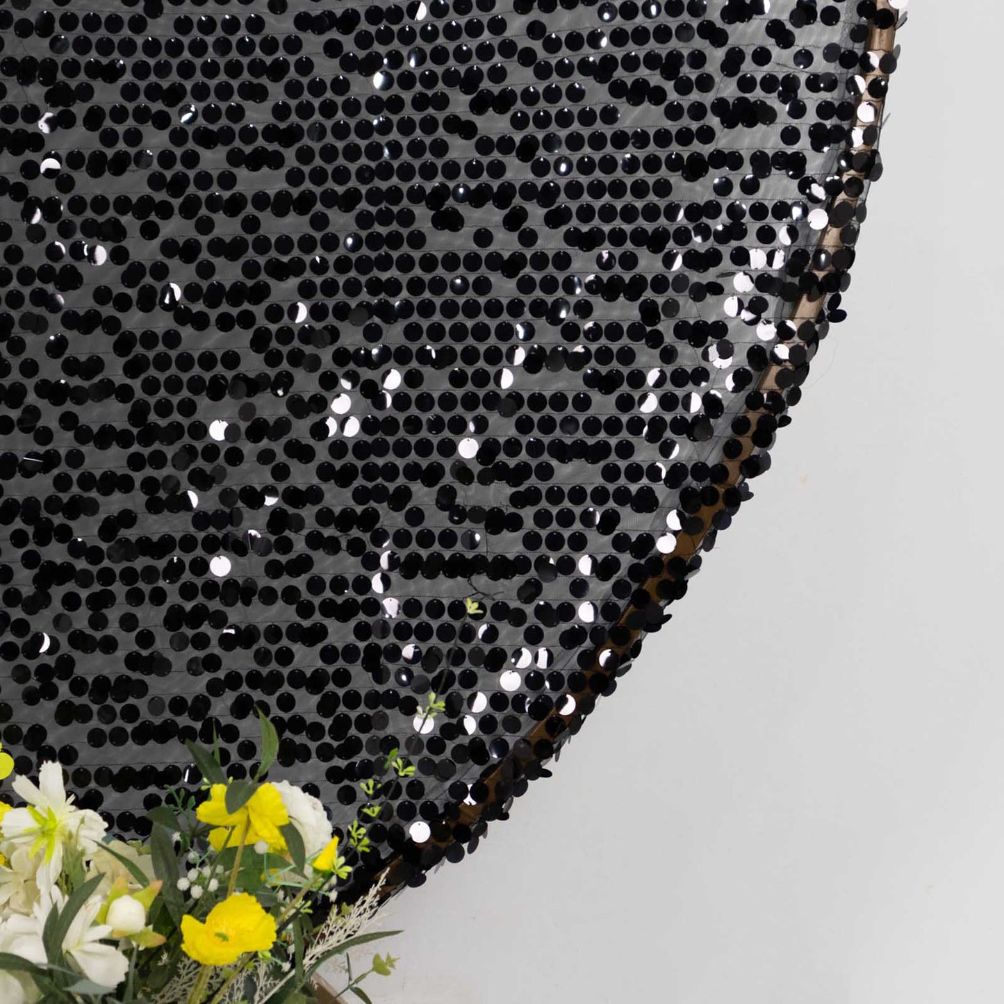 7.5ft Sparkly Black Big Payette Sequin Wedding Arch Cover for Round Backdrop Stand