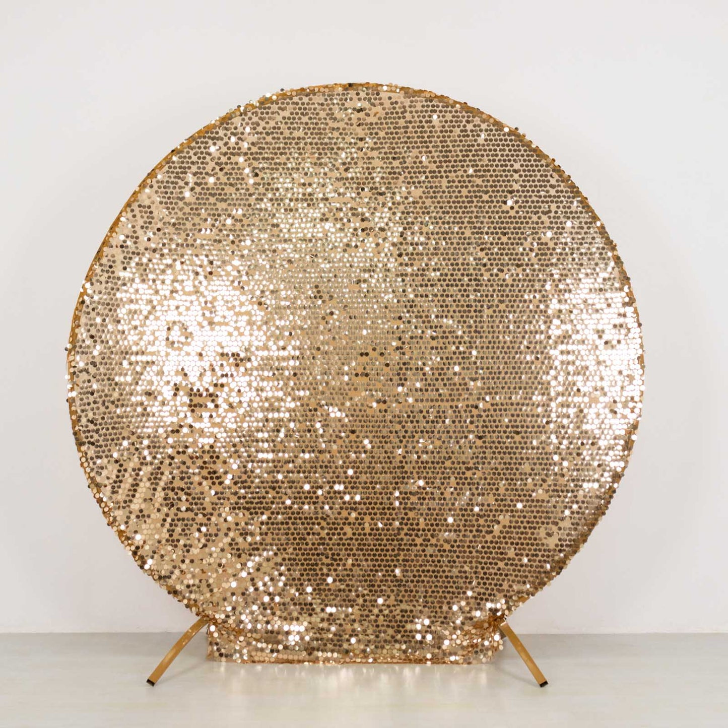 7.5ft Sparkly Gold Big Payette Sequin Wedding Arch Cover for Round Backdrop Stand