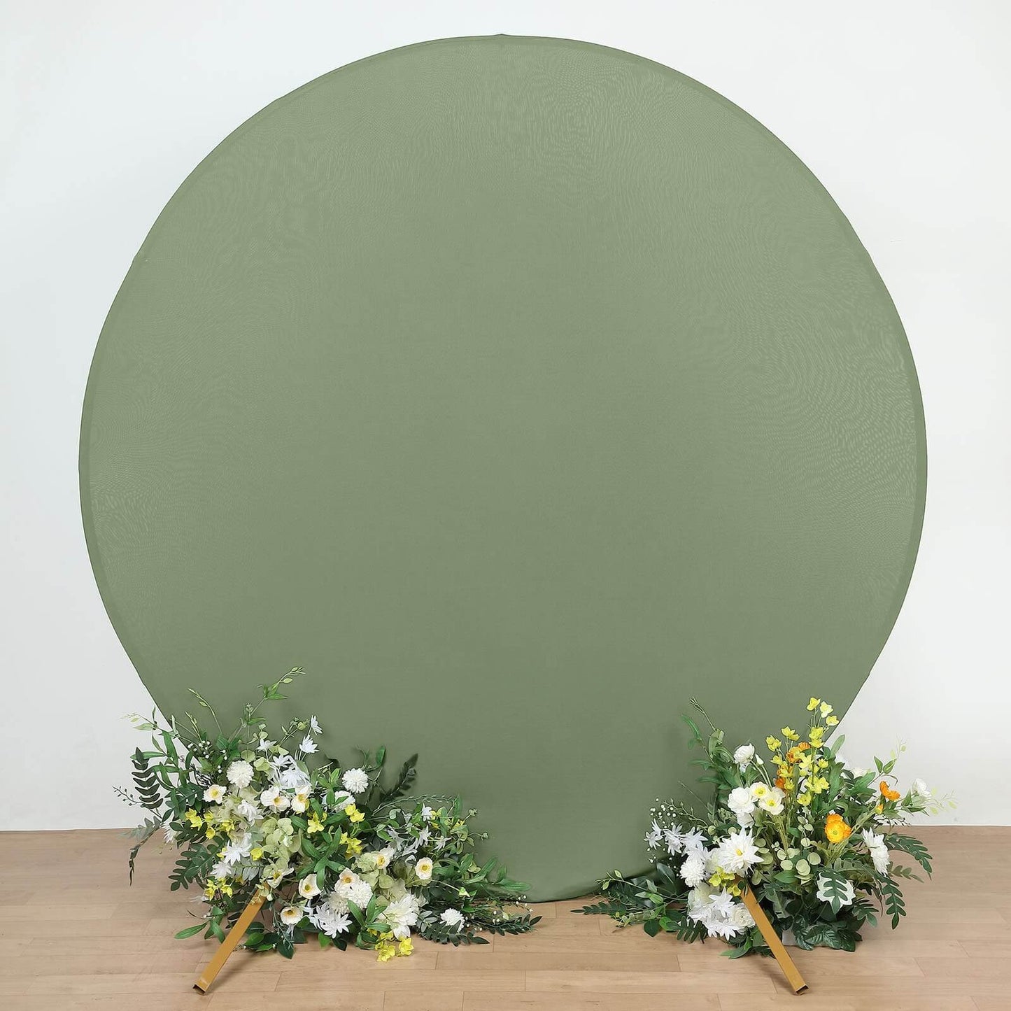 7.5ft Dusty Sage Green Round Spandex Fit Party Backdrop Stand Cover