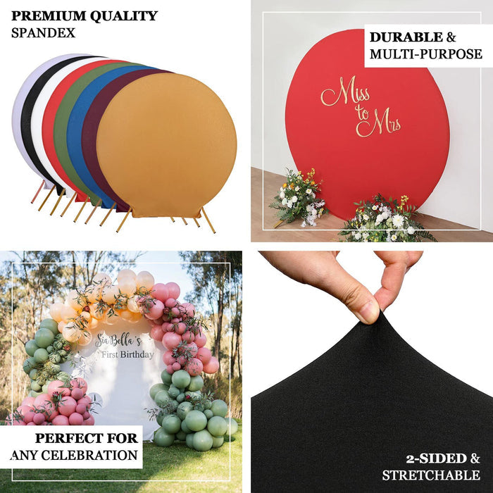 7.5ft Matte Blush Round Spandex Fit Wedding Backdrop Stand Cover