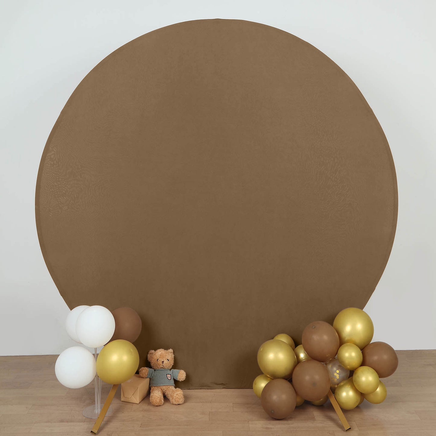 7.5ft Taupe Round Spandex Fit Wedding Backdrop Stand Cover