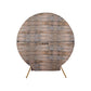 7.5ft Rustic Brown Wood Round Spandex Fit Wedding Backdrop Stand Cover