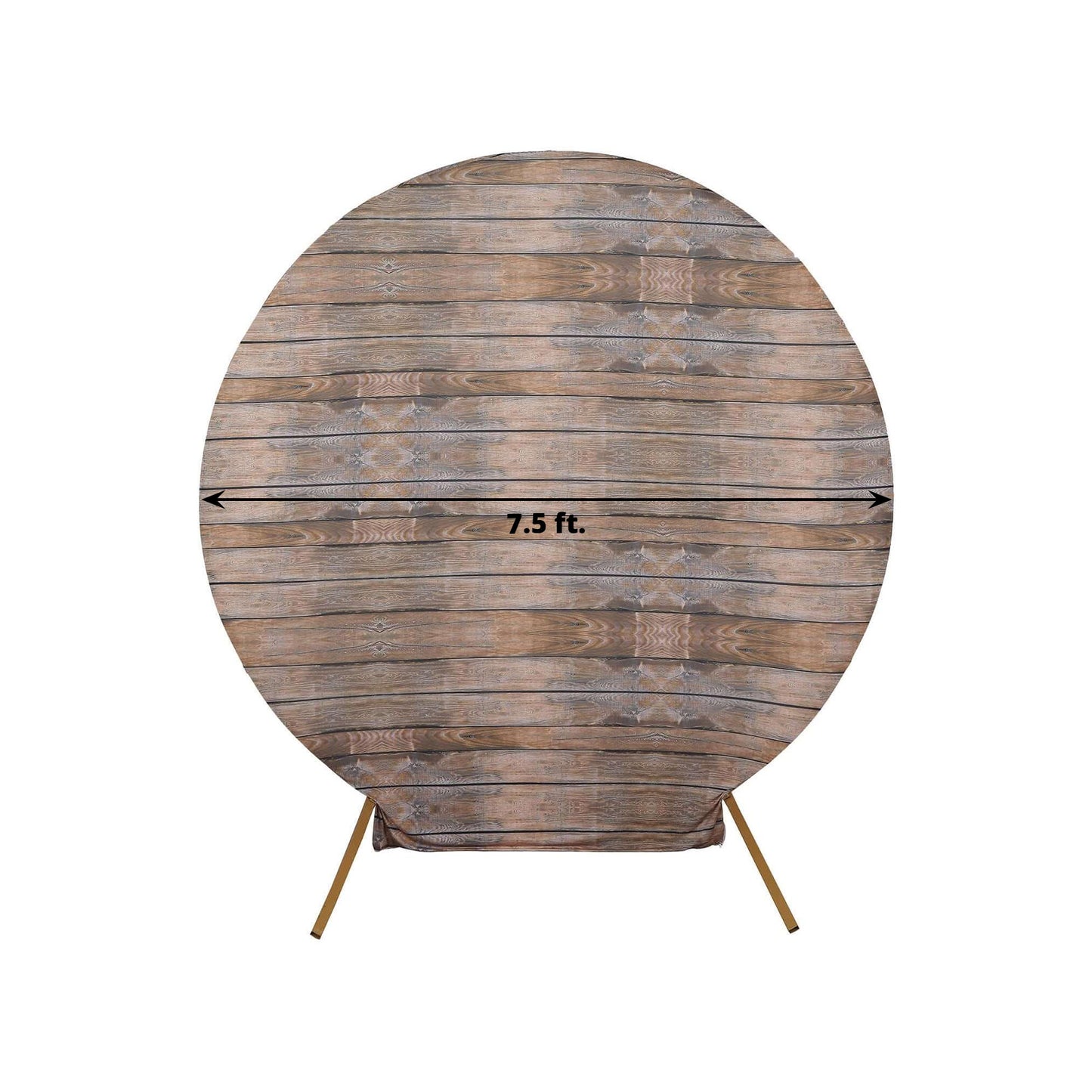 7.5ft Rustic Brown Wood Round Spandex Fit Wedding Backdrop Stand Cover