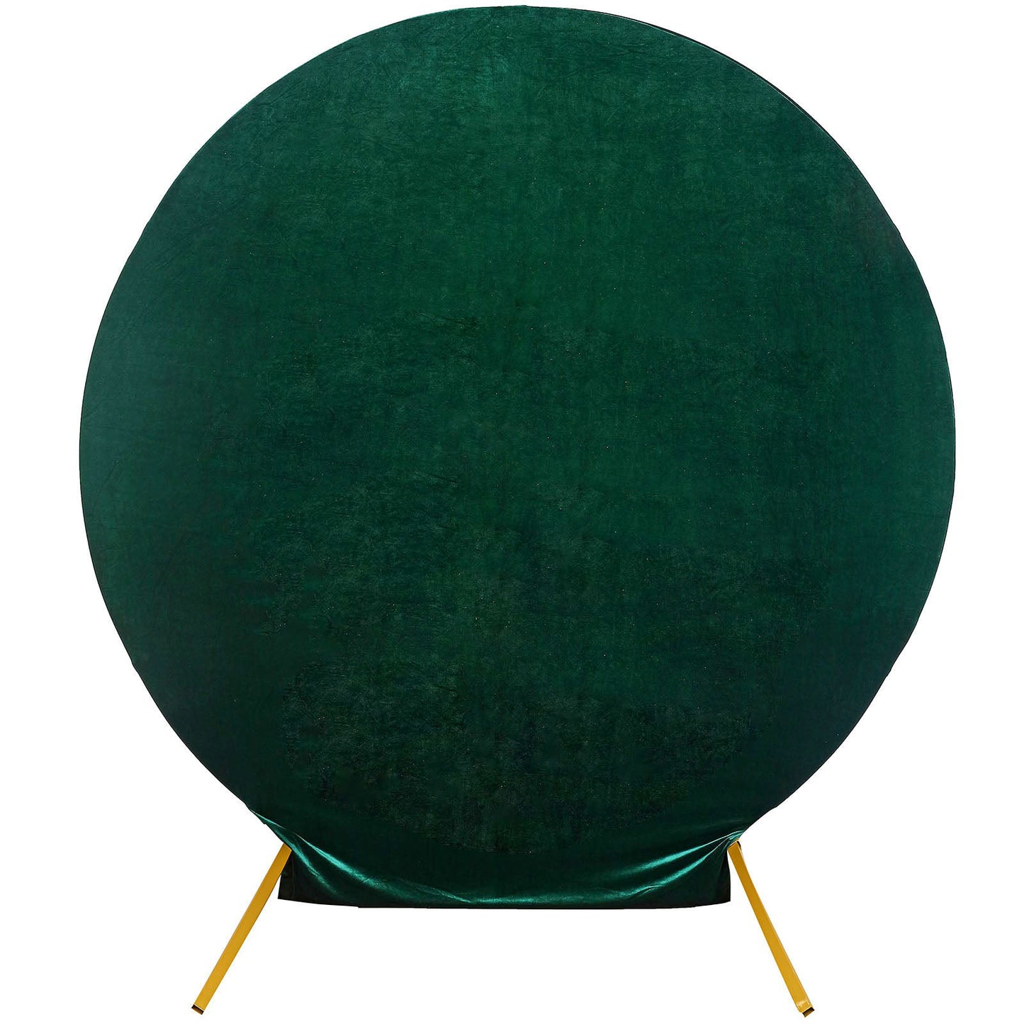 Emerald green velvet round wedding arch cover.