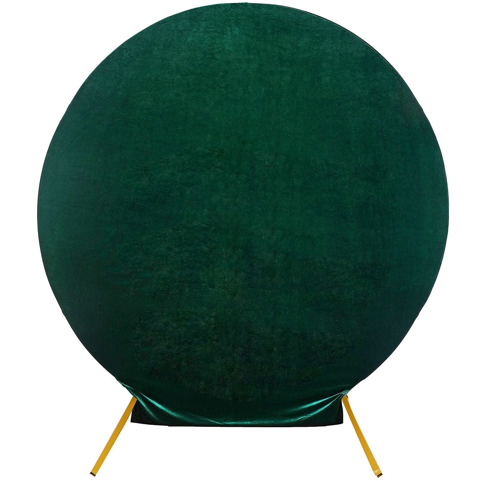 Emerald green velvet round wedding arch cover.