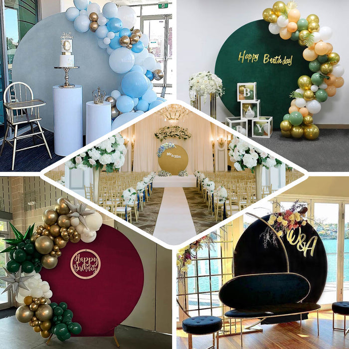 Emerald green velvet wedding arch cover for elegant celebrations.