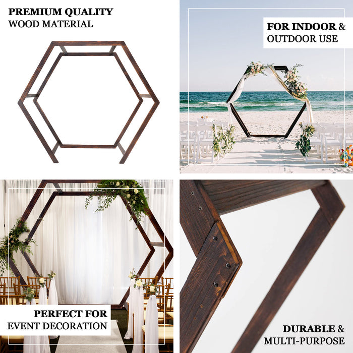 7ftx8.5ft Heavy Duty Wooden Dual Hexagonal Wedding Arch Backdrop Stand