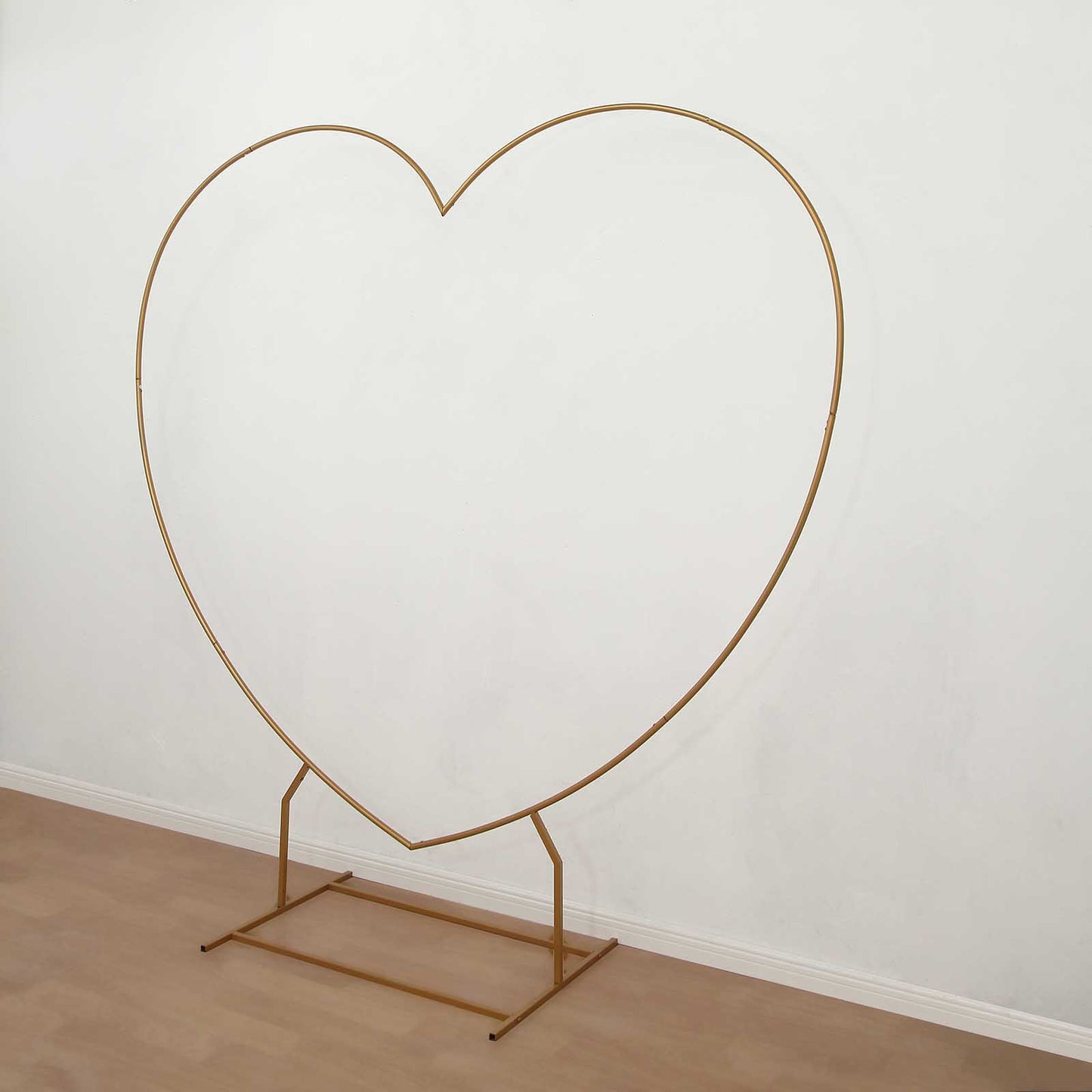 7ft Heavy Duty Gold Metal Heart Shape Photo Backdrop Stand, Wedding Arch Floral Balloon Frame with Sturdy Rectangular Base