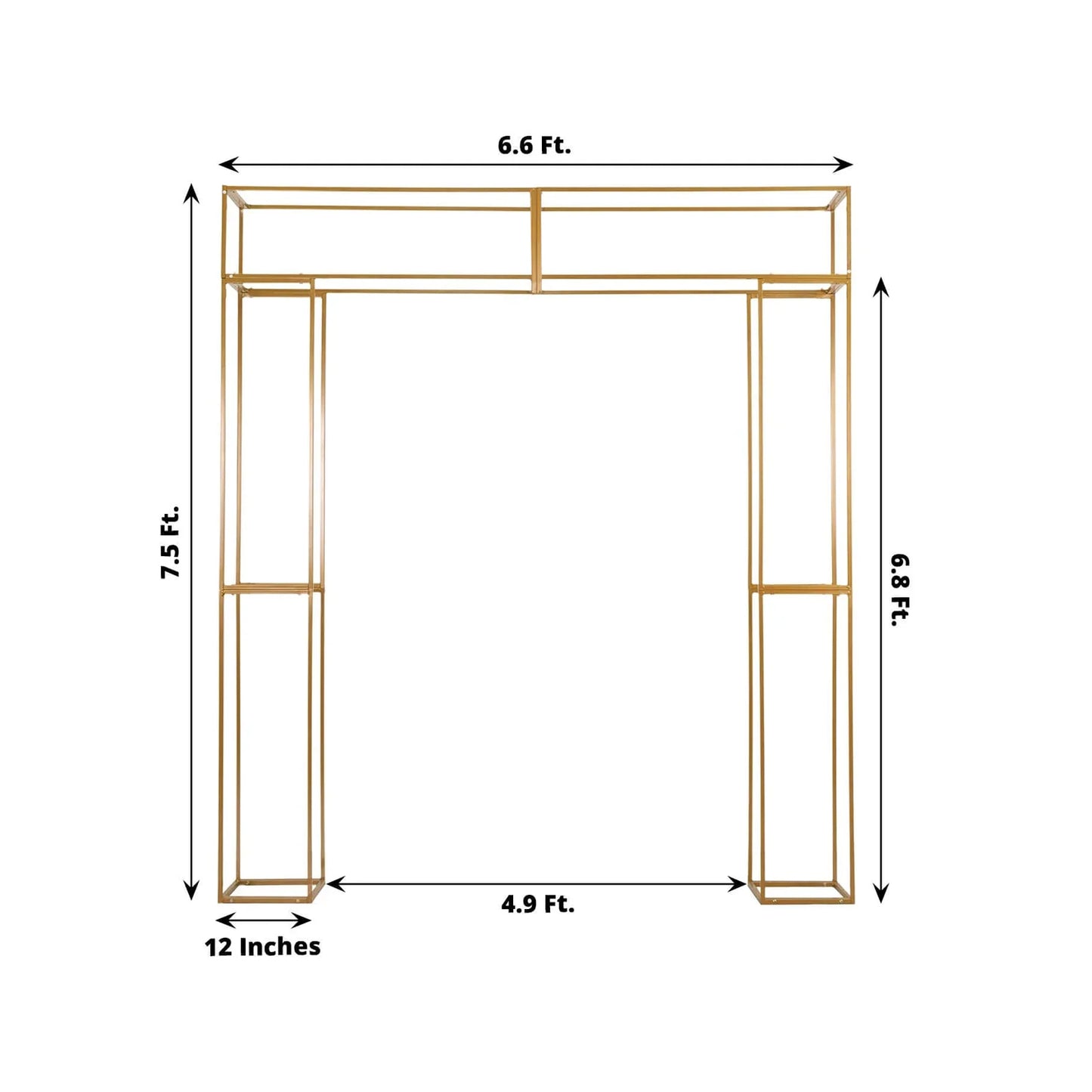 Heavy Duty Gold Metal 3D Rectangular Wedding Arch, 8ft Floral Balloon Frame Backdrop Stand