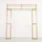 Heavy Duty Gold Metal 3D Rectangular Wedding Arch, 8ft Floral Balloon Frame Backdrop Stand