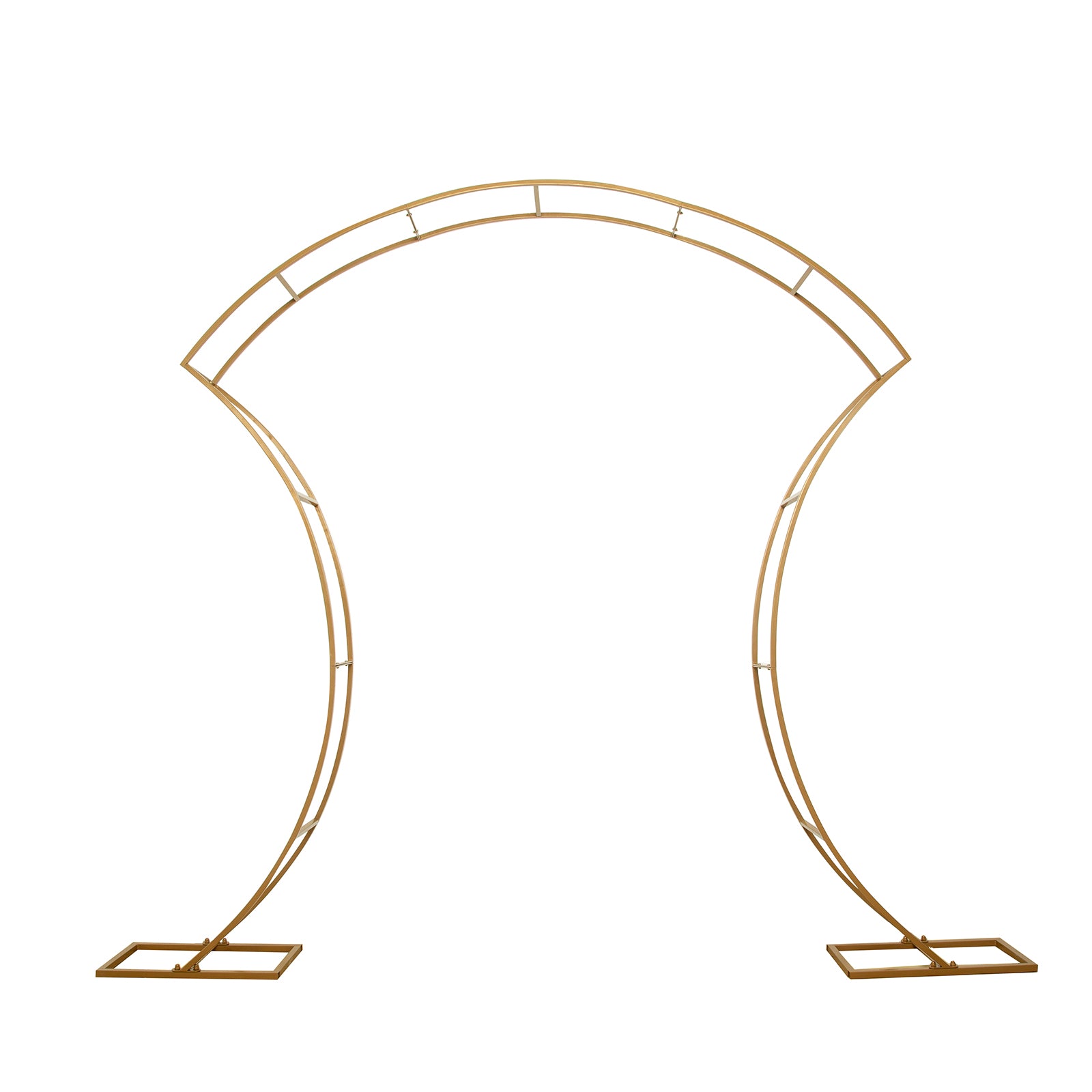 Gold double-curved metal arch frame for backdrop and floral displays.