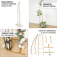 8ft Gold Metal Curved Wedding Aisle Stand, Flower Arch Frame Photo Backdrop Stand, Collapsible Balloon Stand With Solid Rectangular Base