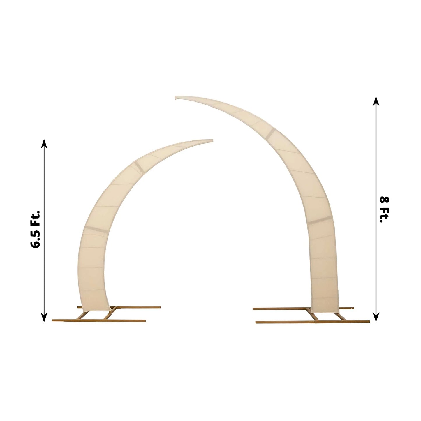 Set of 2 Beige Spandex Half Crescent Moon Backdrop Stand Covers, Custom Fitted Wedding Arch Cover for Curved Arbor Flower Balloon Frame