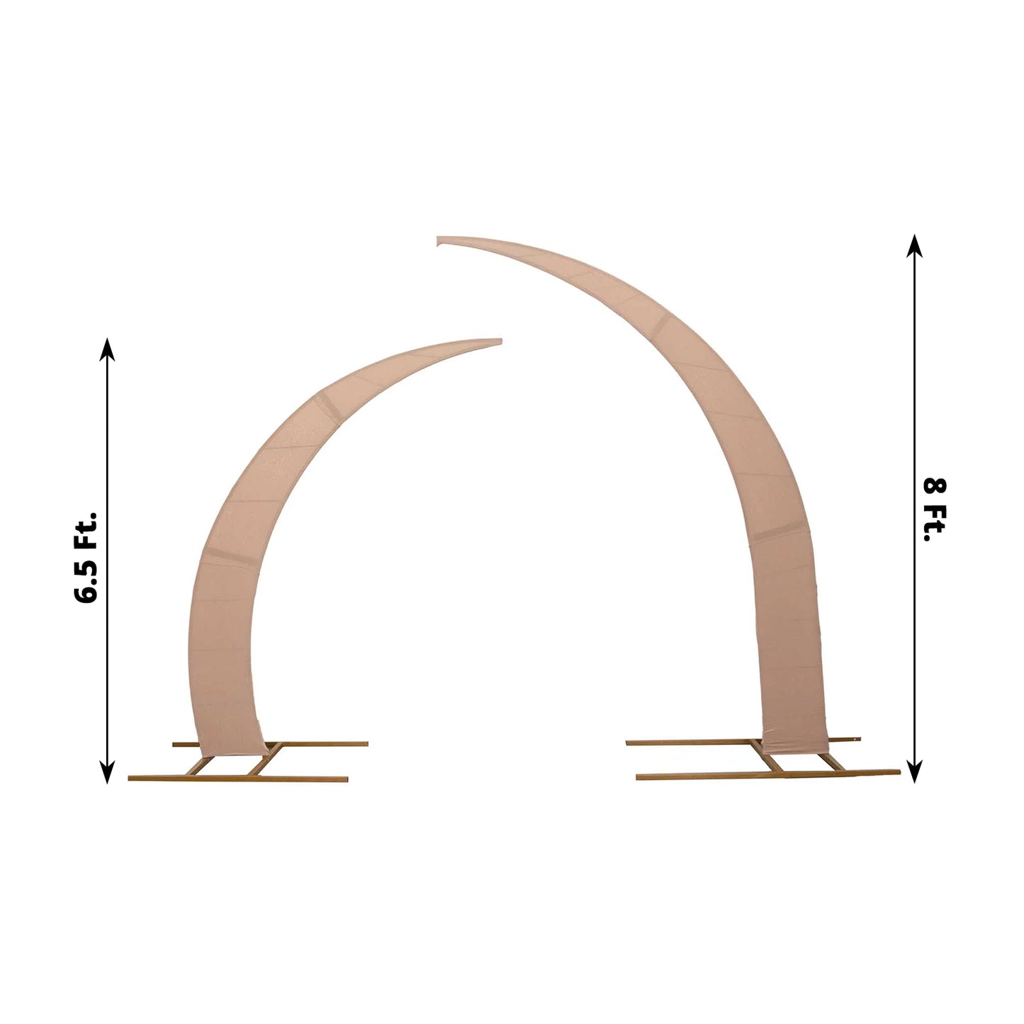 Set of 2 Nude Spandex Half Crescent Moon Backdrop Stand Covers, Custom Fitted Wedding Arch Cover for Curved Arbor Flower Balloon Frame