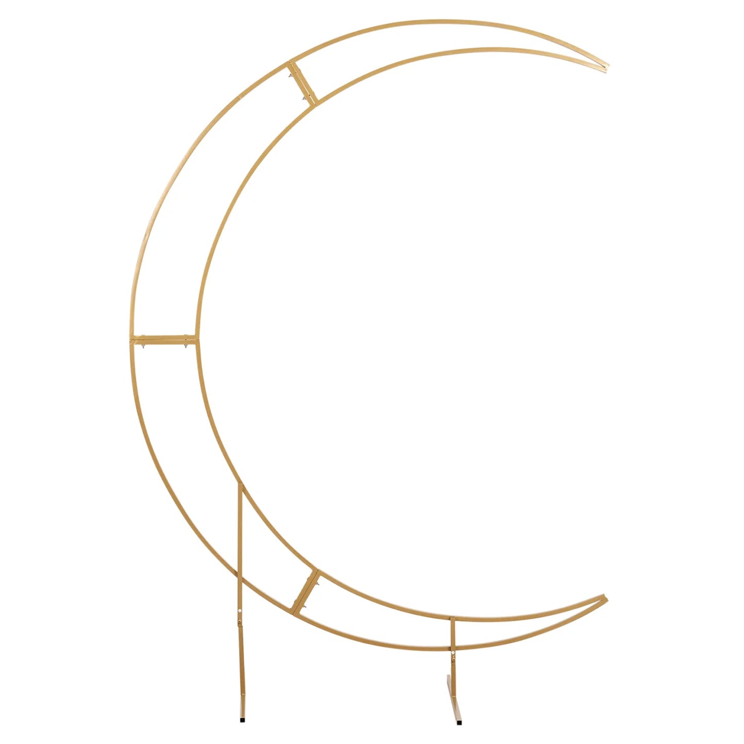 7.5ft Gold Metal Crescent Moon Wedding Arch Stand, Curved Flower Balloon Frame