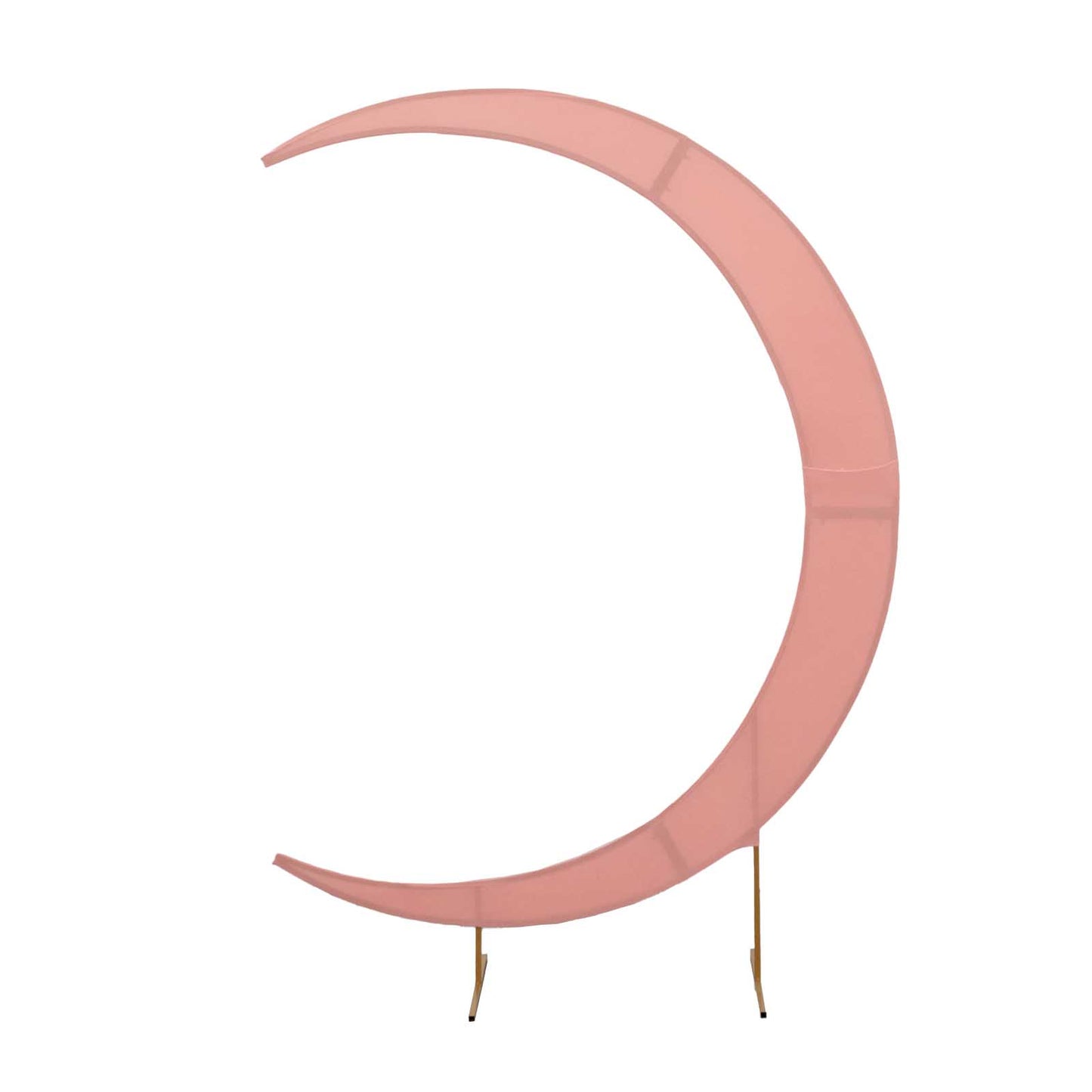 Dusty rose spandex crescent moon wedding arch cover.