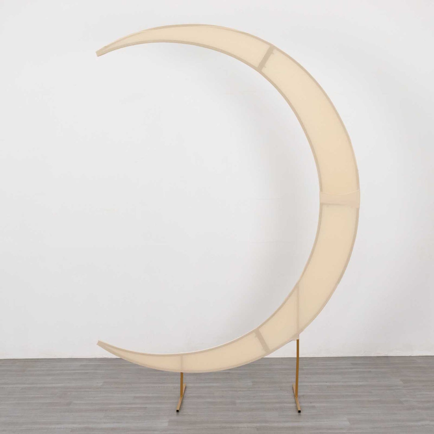 7.5ft Beige Spandex Crescent Moon Wedding Arch Cover, Custom Fitted Chiara Backdrop Stand Cover
