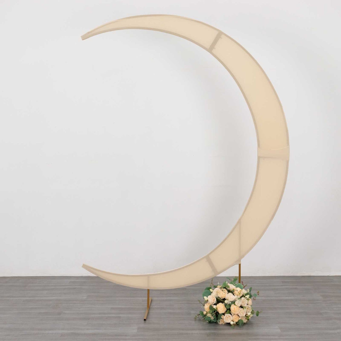 7.5ft Beige Spandex Crescent Moon Wedding Arch Cover, Custom Fitted Chiara Backdrop Stand Cover