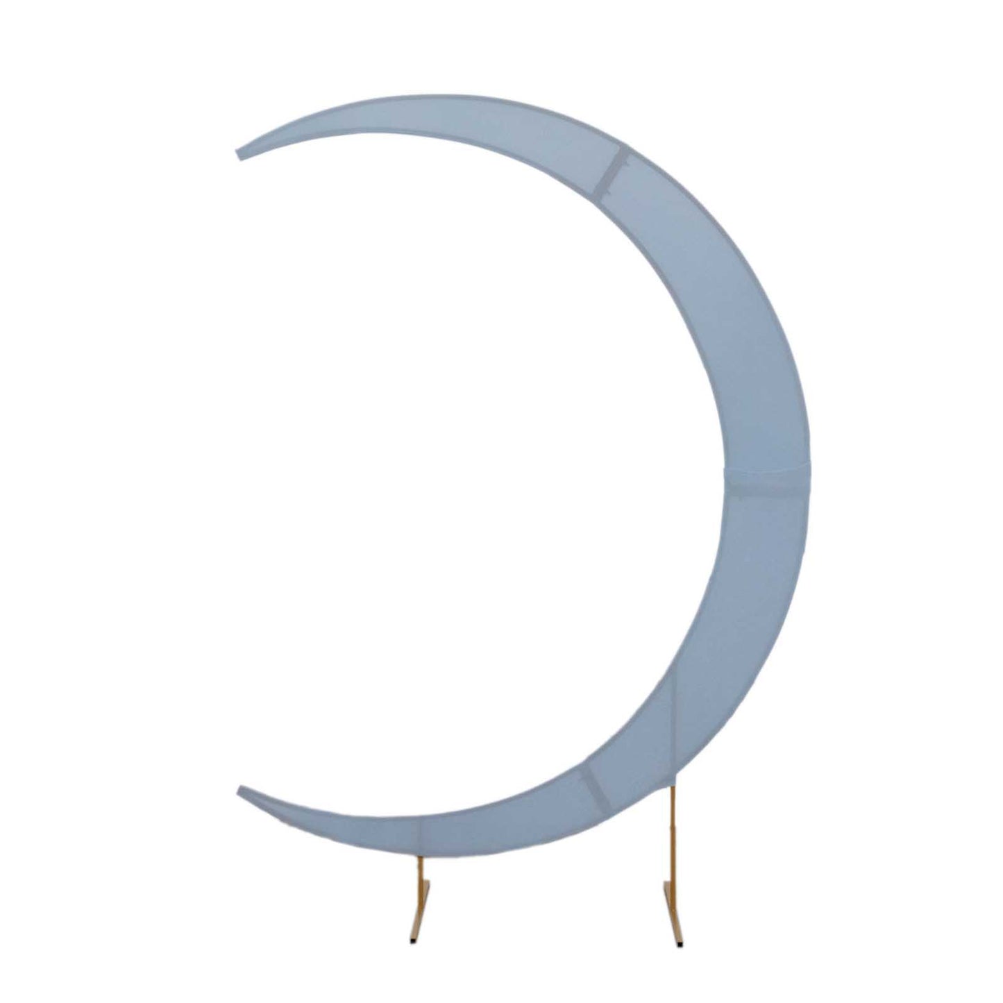 Dusty blue spandex crescent moon wedding arch cover.