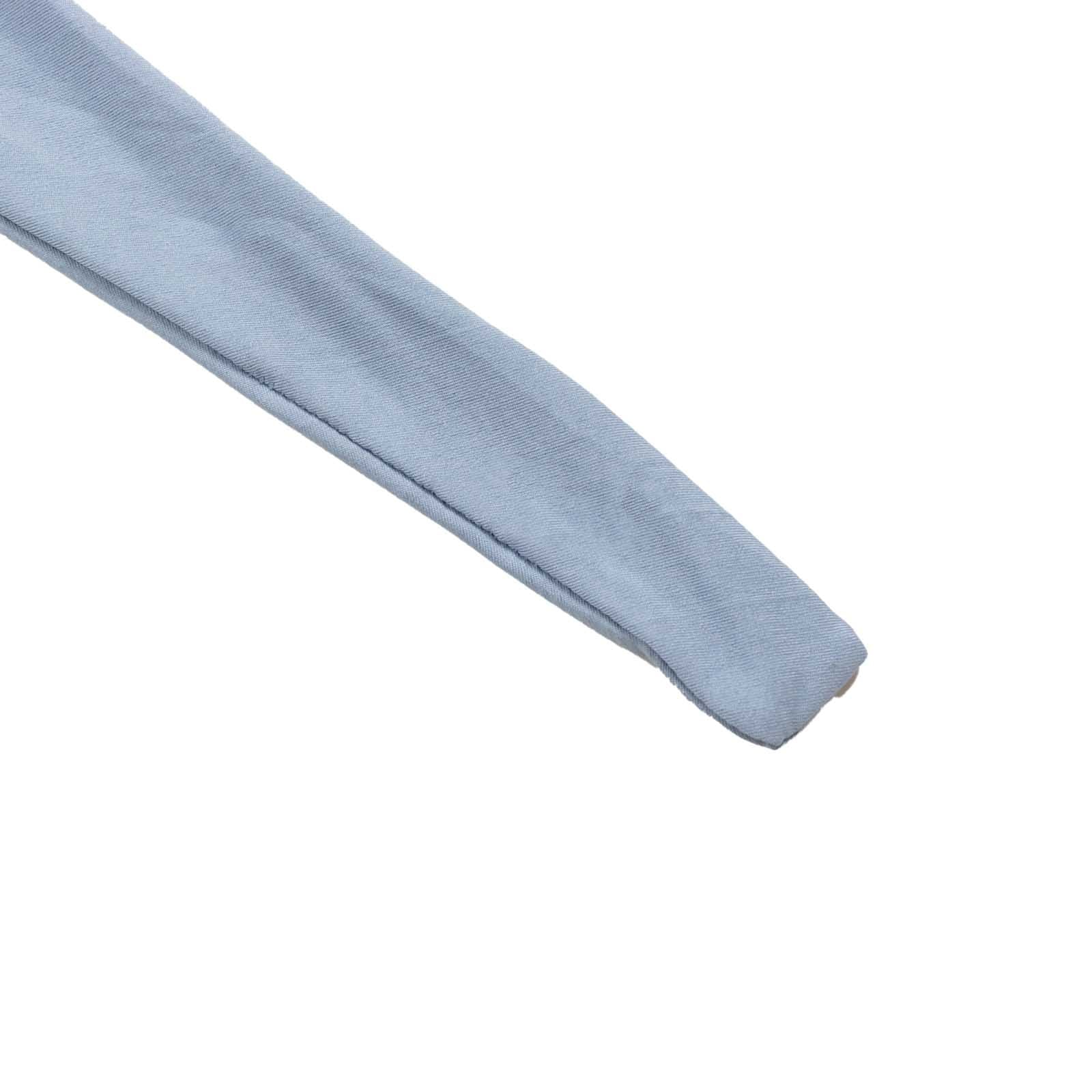 Dusty blue spandex crescent moon wedding arch cover for Chiara backdrop stand.