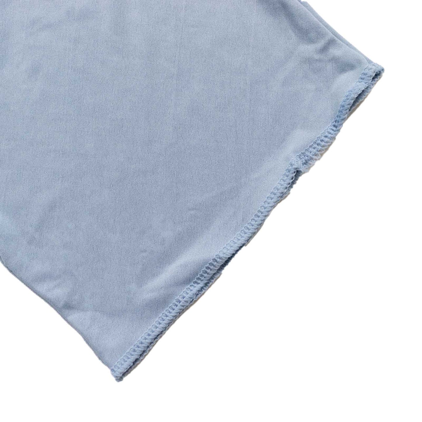 Dusty blue spandex crescent moon wedding arch cover.