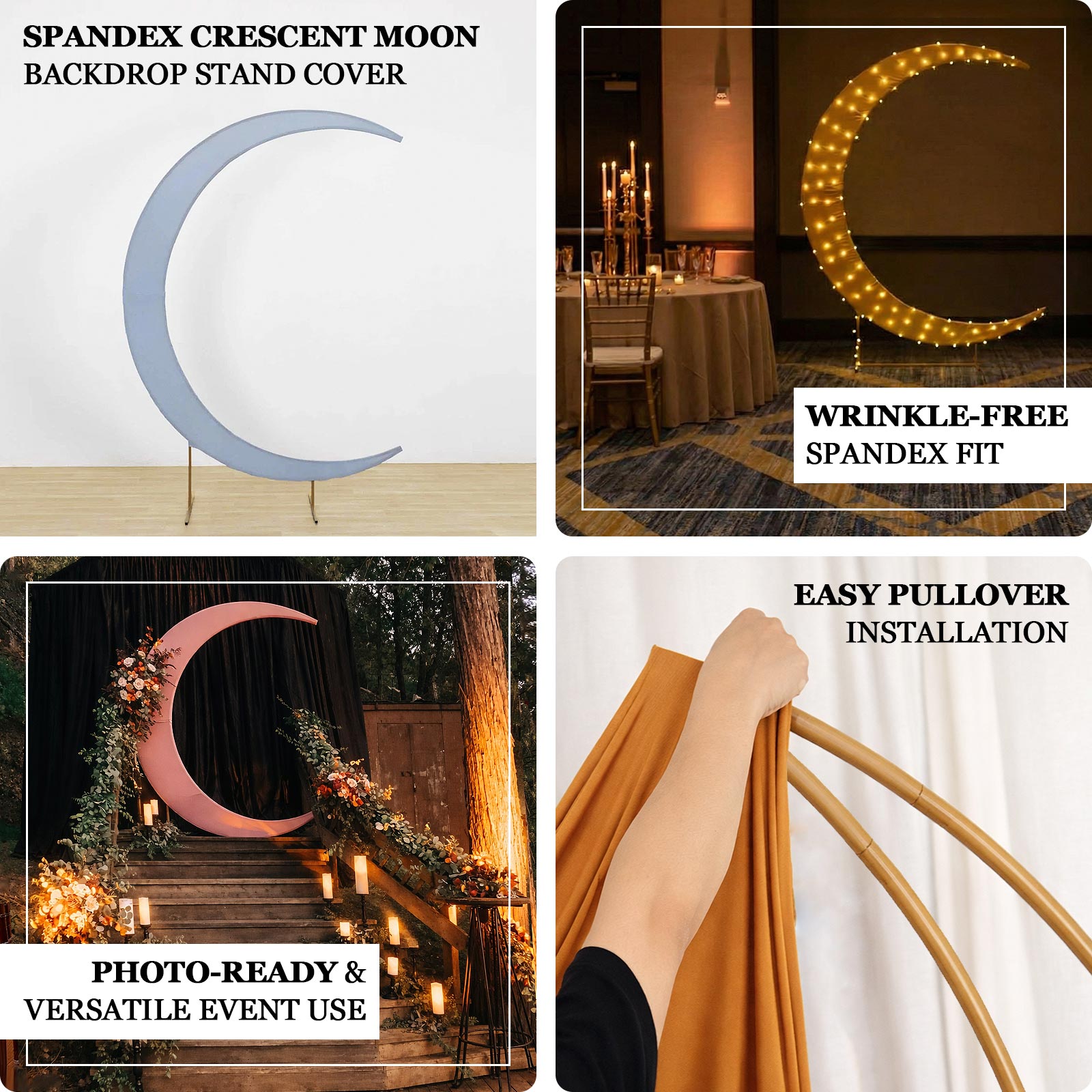 7.5ft Dusty Rose Crescent Moon Wedding Arch Cover for Events