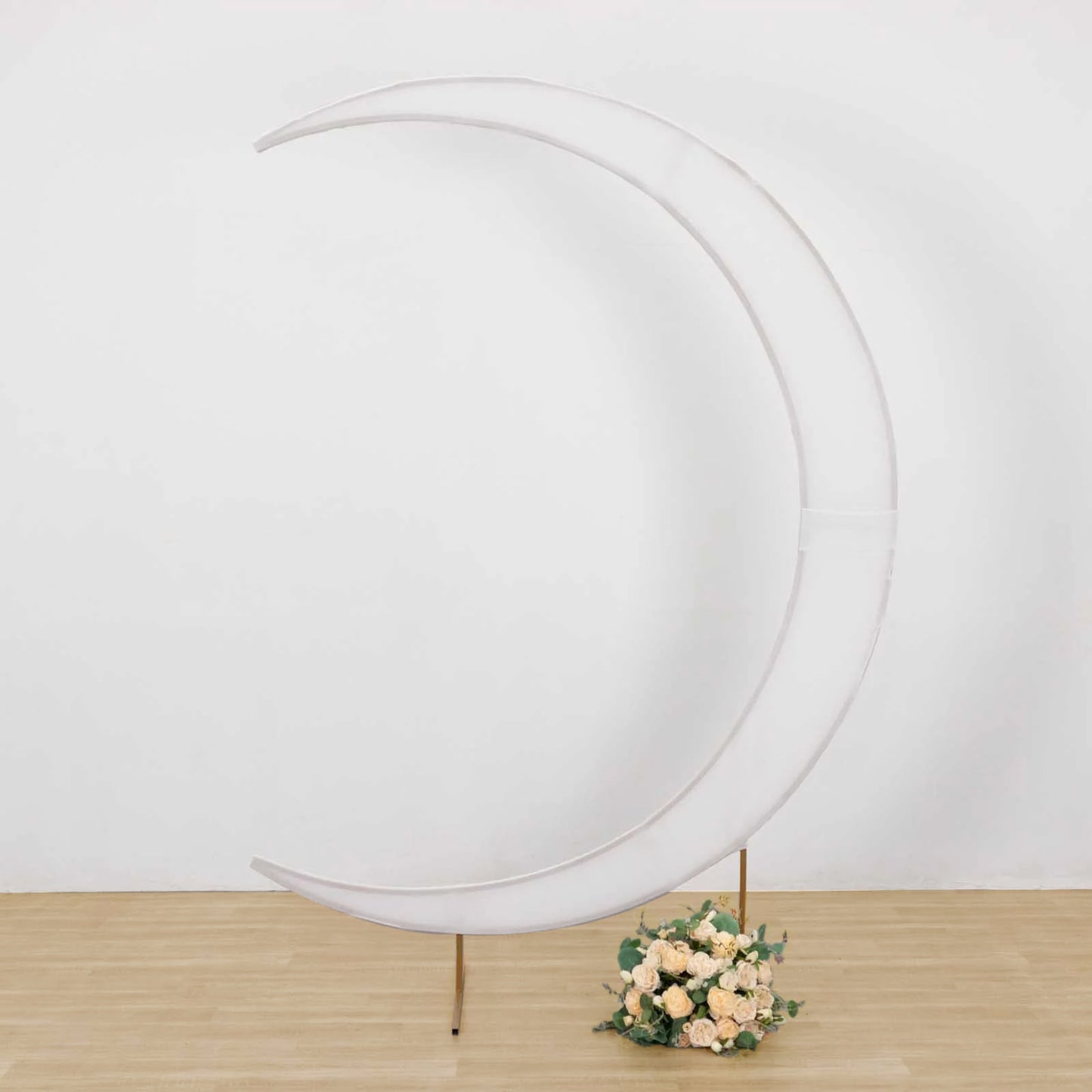 7.5ft White Spandex Crescent Moon Wedding Arch Cover, Custom Fitted Chiara Backdrop Stand Cover