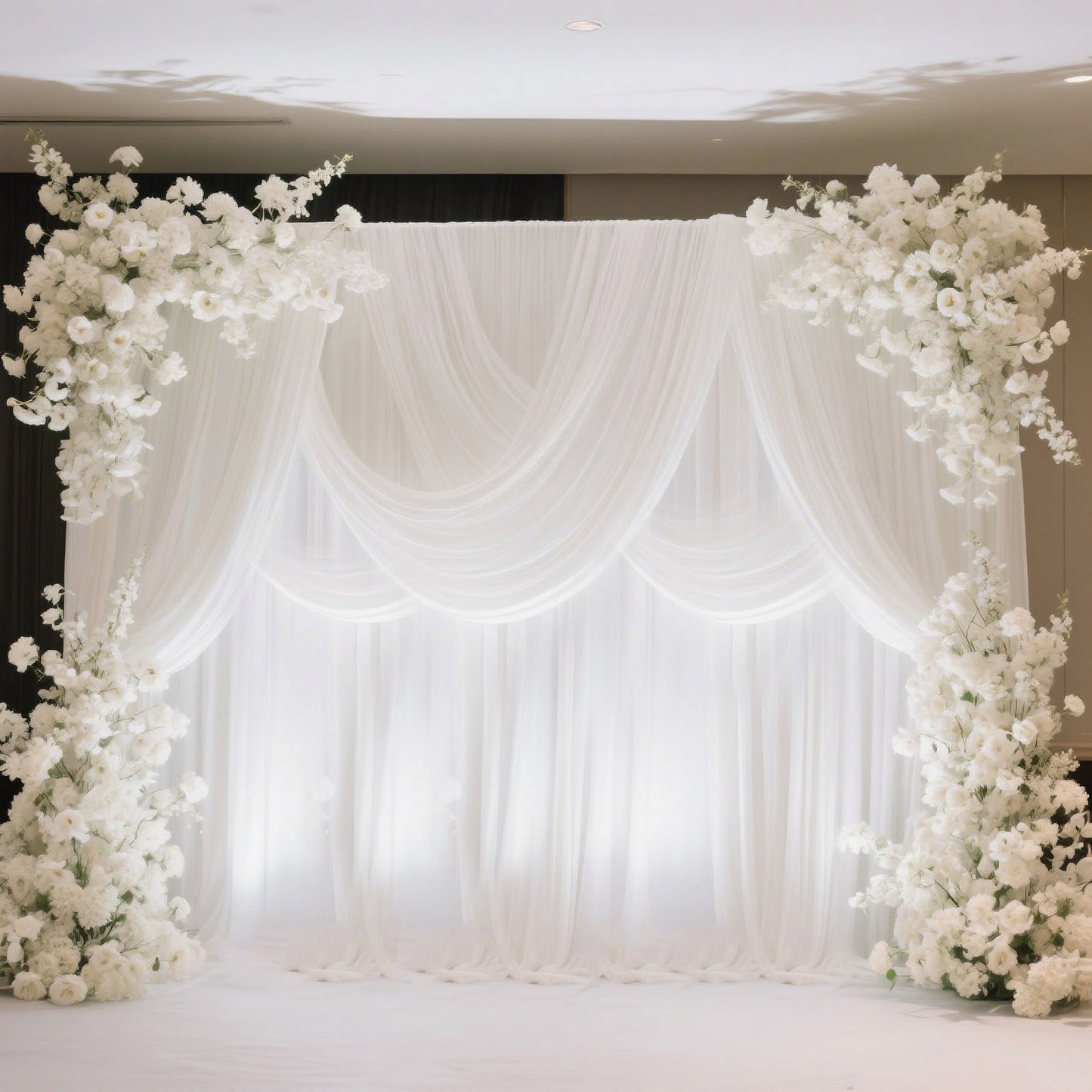 Adjustable Pipe and Drape Backdrop Stand with Double Cross Bars, Silver Aluminum Frame Support System 12ft x 12ft with Heavy Steel Bases