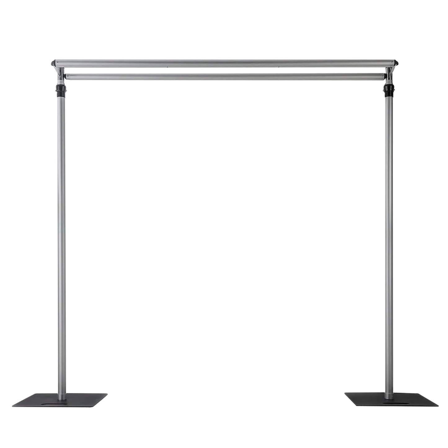 Adjustable Pipe and Drape Backdrop Stand with Double Cross Bars, Silver Aluminum Frame Support System 12ft x 12ft with Heavy Steel Bases