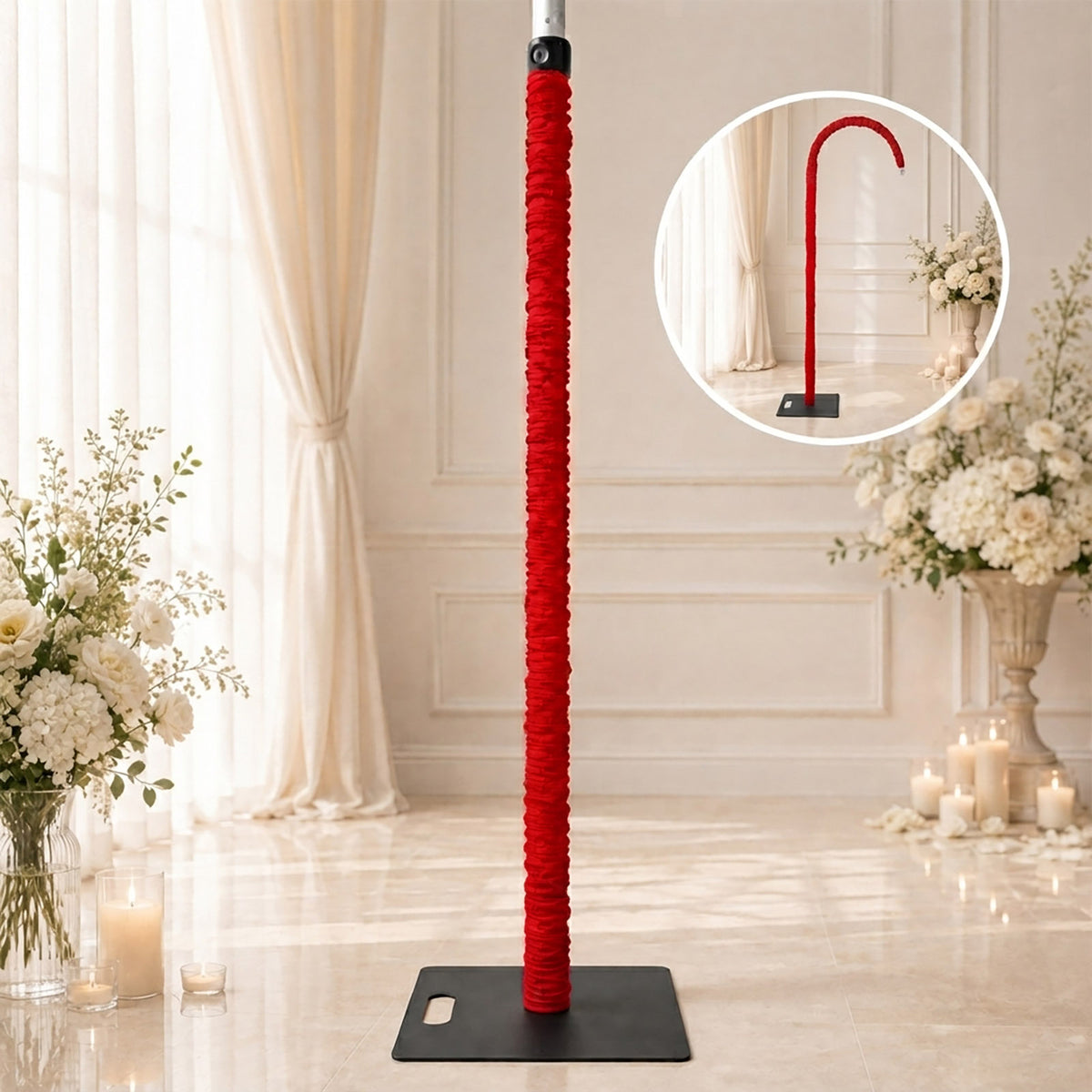 20ft Spandex Upright Pole Cover – Red, Stretch Fabric for Curved Aluminum Chandelier Hanger, Pipe & 