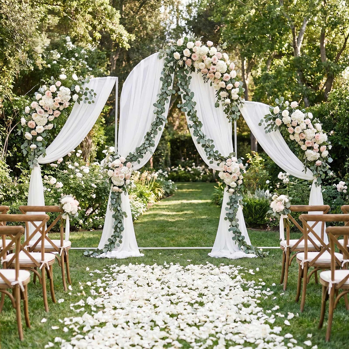 Set of 3 Aluminum Chiara Arch Backdrop Stands Silver – Round Top & Half Moon Frame for Wedding & Eve