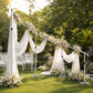 11ft x 8ft Curved Wave Wedding Arch Stand, Heavy Duty Silver Aluminum Alloy Backdrop Frame with 4 Ad
