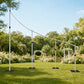 11ft x 8ft Curved Wave Wedding Arch Stand, Heavy Duty Silver Aluminum Alloy Backdrop Frame with 4 Ad