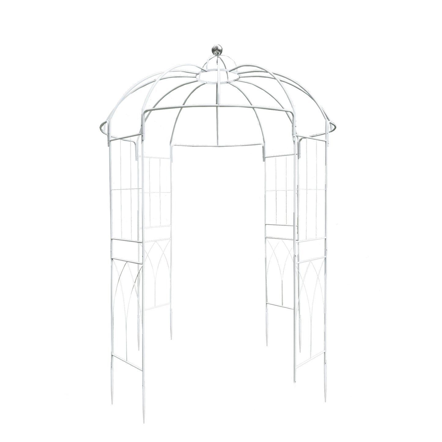 10ft White Metal Birdcage Ceremony Arch – Garden Gazebo Pergola Arbor Trellis for Outdoor Weddings, Vines & Flowers