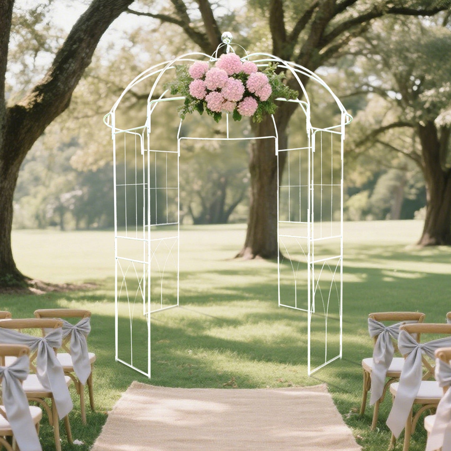 10ft White Metal Birdcage Ceremony Arch – Garden Gazebo Pergola Arbor Trellis for Outdoor Weddings, Vines & Flowers