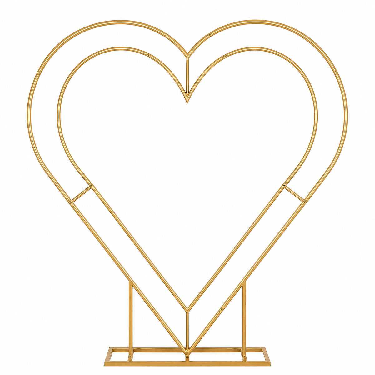 7ft Gold Double Heart Backdrop Stand – Metal Wedding Arch Frame for Balloons, Flowers & Event Décor