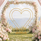 7ft Gold Double Heart Backdrop Stand – Metal Wedding Arch Frame for Balloons, Flowers & Event Décor