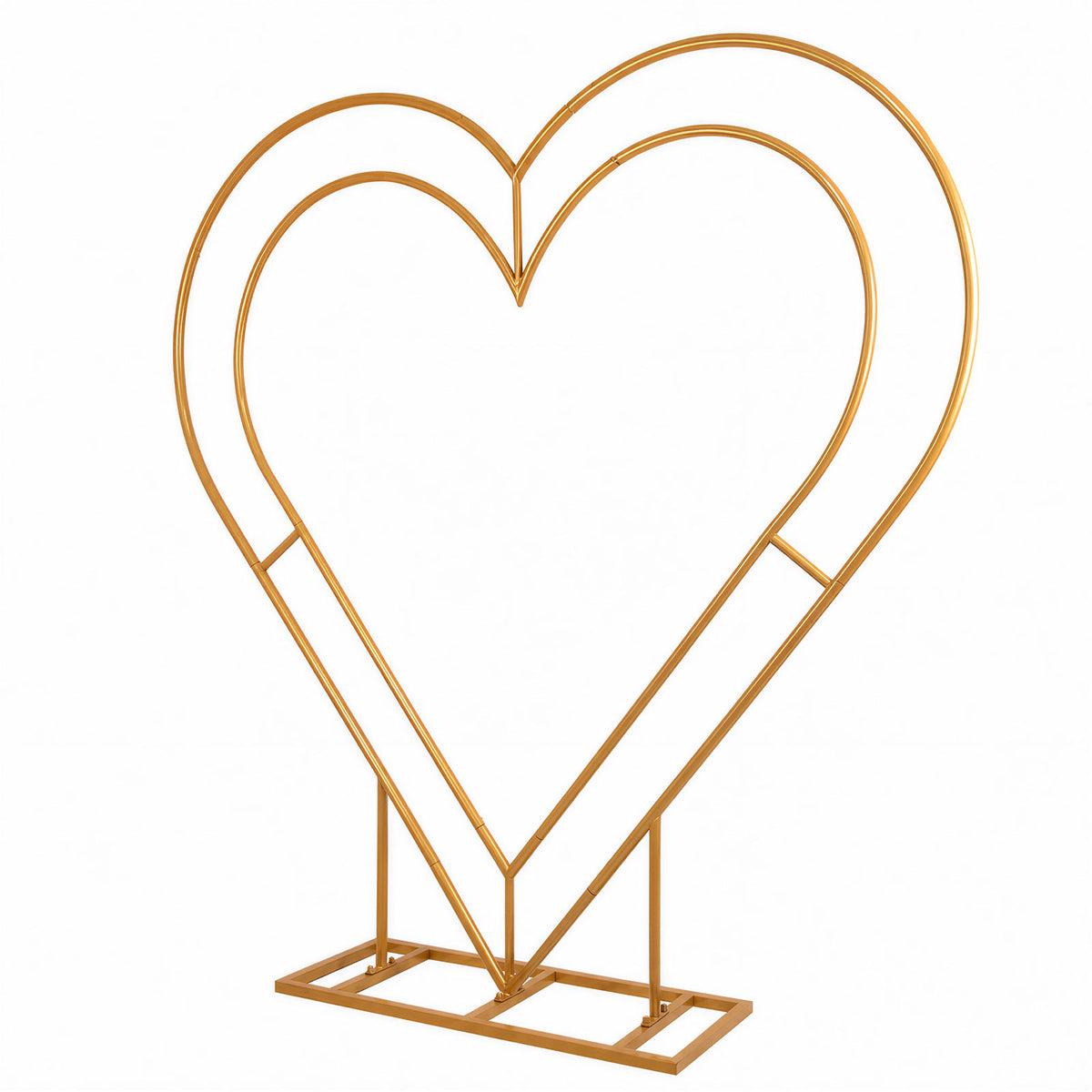 7ft Gold Double Heart Backdrop Stand – Metal Wedding Arch Frame for Balloons, Flowers & Event Décor
