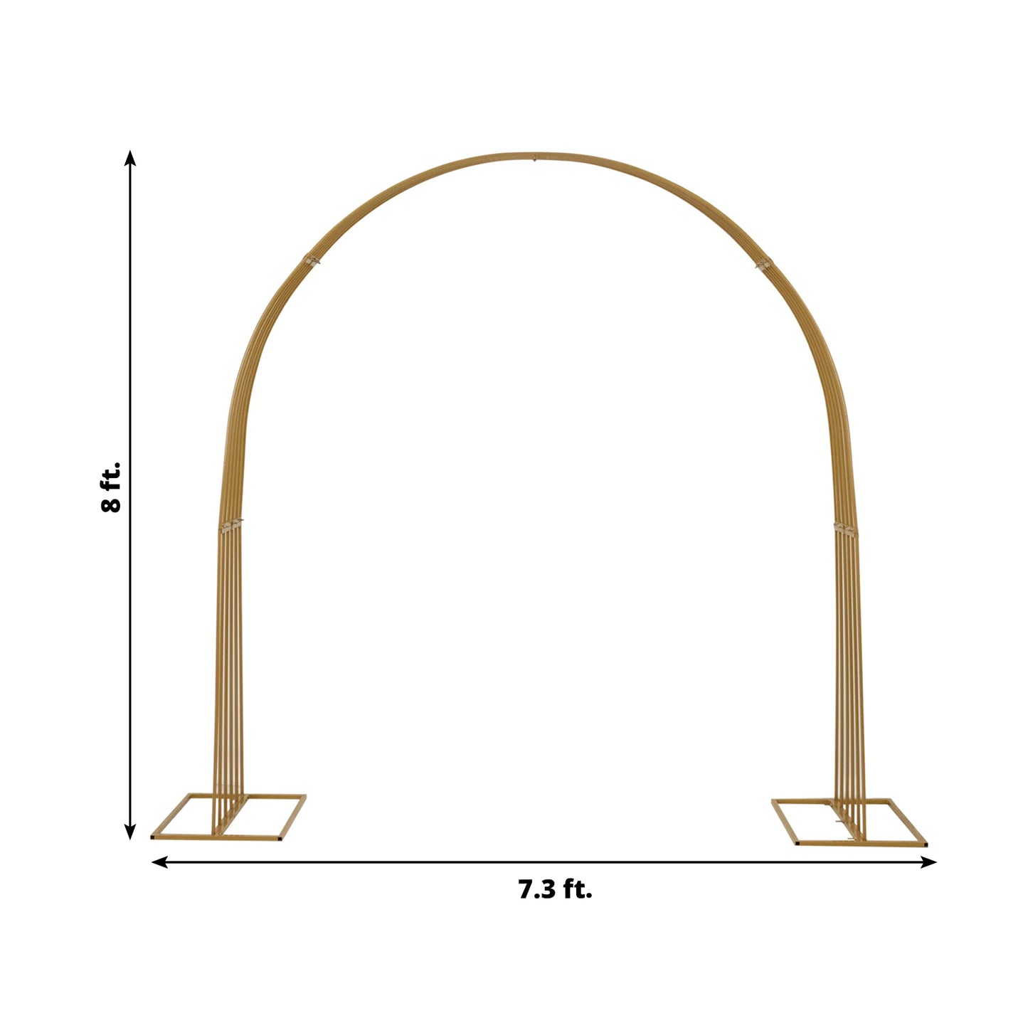 8ft Gold Metal Dome Wedding Arch, Heavy-Duty Backdrop Stand 3D Floral Balloon Frame
