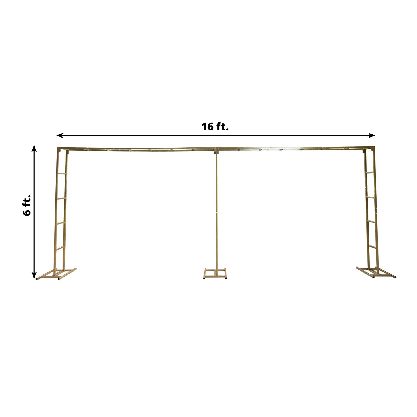 6ftx16ft Gold Rectangular Arbor - Freestanding 6' High Over the Table Stand, Backdrop Stand with Double Frame for Floral Balloon Décor