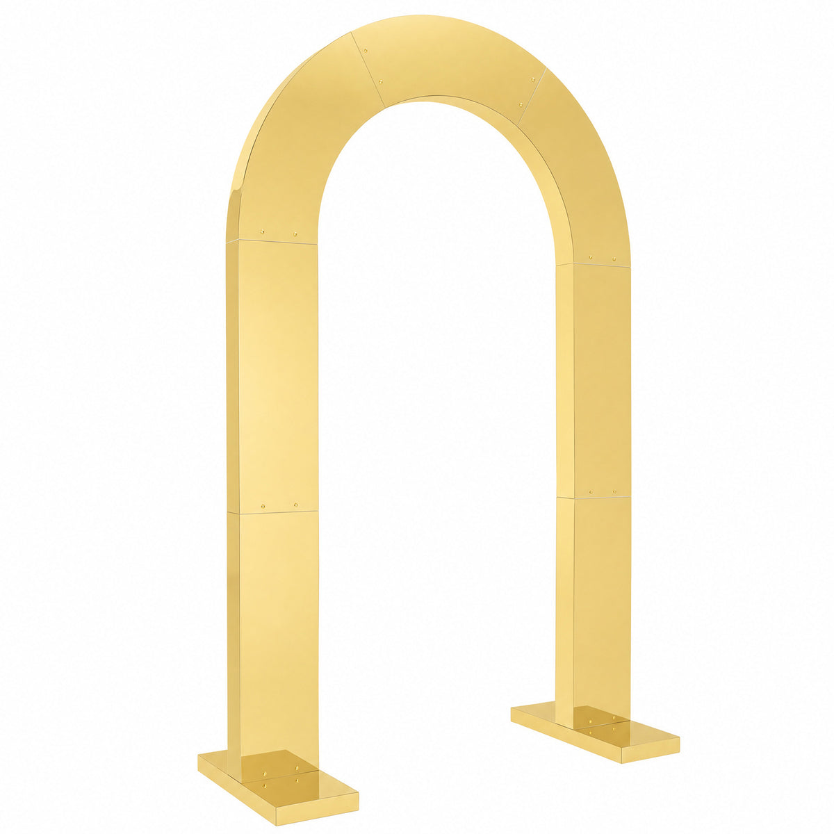 7.8ft Gold Mirror Finish Wedding Arch Backdrop Stand, Round Top Design with PVC Board Frame - Ceremo