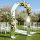 7.8ft Silver Mirror Finish Wedding Arch Backdrop Stand, Round Top Design with PVC Board Frame - Cere