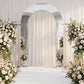 7.8ft Silver Mirror Finish Wedding Arch Backdrop Stand, Round Top Design with PVC Board Frame - Cere